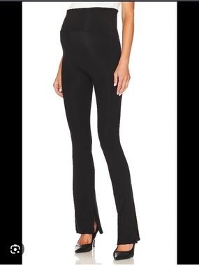 Hatch Black Maternity Boot-Cut Flare Pants with Front Slit